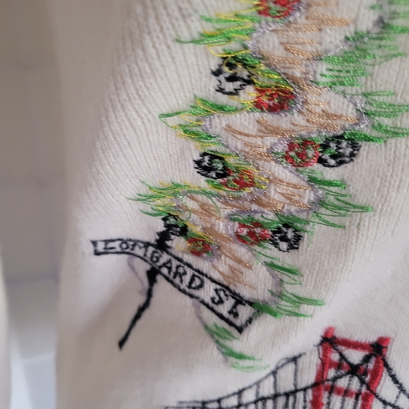 Vintage Acrylic V-Neck Embroidered Sweater - Picture 8 of 8